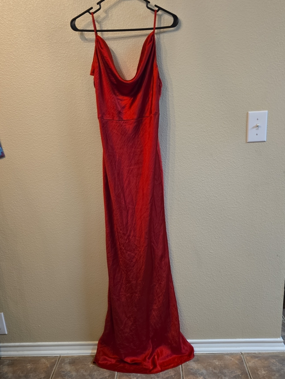 Lovers + Friends Red Satin Cowl Maxi Dress